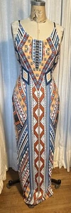 ChicMe Womens Patterned Jersey Sleeveless Fitted L Dress SzvXLJ Pre-owned  - Picture 1 of 10