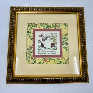 VNTG Embossed & Hand Painted Framed Art 'It takes a long time to grow a friend" - Picture 1 of 4