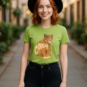 Cougar Grafik T-Shirt Unisex Baumwolle Shirt, Tierliebhaber Geschenk Wildkatze Tee, sexy T-Shirt - Bild 1 von 29