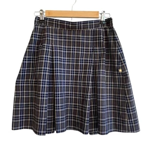 Dennis Uniform Girls Pleated Skirt Size G14 Plaid Gray Blue Acadamia Preppy - Picture 1 of 8