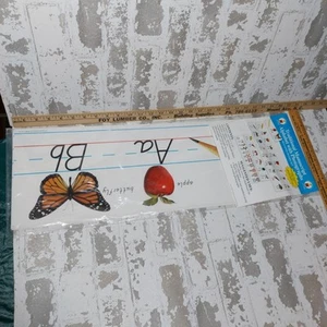 Vintage Alphabet und Zahlenlinie Pinnwand Set mit Fotos, oben und unten - Bild 1 von 6
