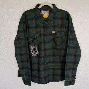 Dixxon Flanellhemd Herren XL grün kariert Torrey Knopfleiste Western Workwear NEU - Bild 1 von 11
