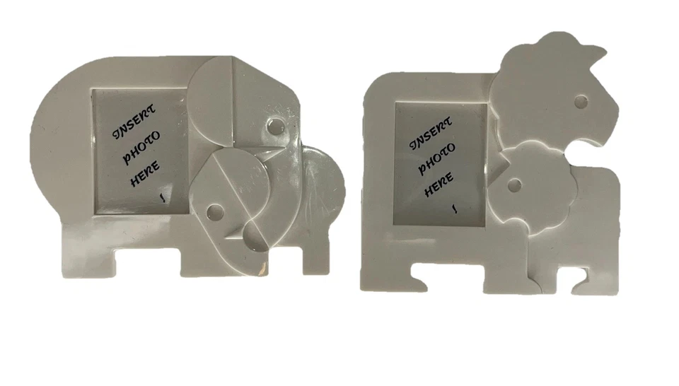 Marco de fotos de plástico magnético para mamá y bebé Tupperware elefante león blanco Foto 1 de 4