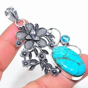Ciondolo regalo in argento sterling 925 con pietra preziosa turchese... - Foto 1 di 6
