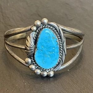 Navajo Statement große Manschette Sterlingsilber Türkis Vintage 31 g 6,5 Zoll - Bild 1 von 15