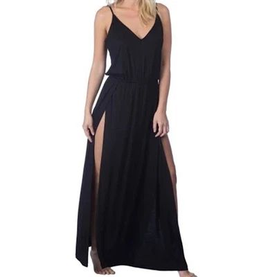 La Blanca Resortwear 黑色泳装套,59 英寸长,每侧 43 英寸开衩 — 第 1/4 张图片