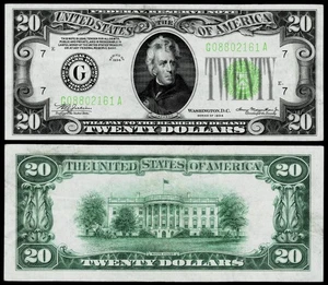 1934 $20  FEDERAL RESERVE NOTE ~CHICAGO  ALMOST UNCIRCULATED - Picture 1 of 1