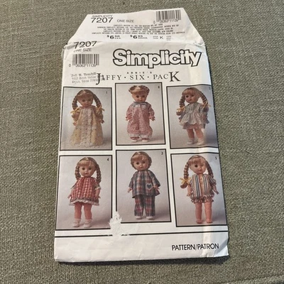 Doll Clothes Clothing 13" 15" Simplicity Sewing Pattern 7207 uncut Vtg 1991 - Image 1 of 4