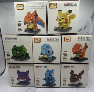 iBlock Fun LOZ Diamond Block Pokemon CHARIZARD PIKACHU EEVEE Lot Of 8! NEW! - Picture 1 of 10