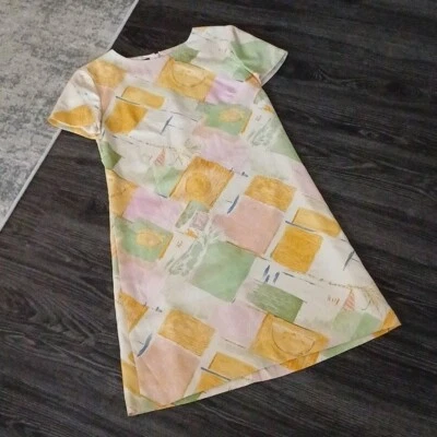 Vestido Kay Unger Vintage Años 90 Primavera Seda Cambio Pasteles 8 Foto 1 de 4