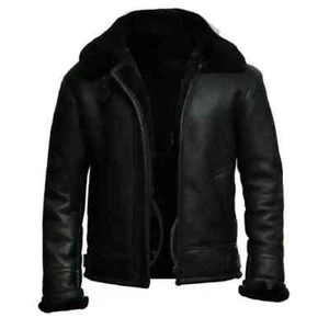 RAF HERREN B3 AIR FORCE SCHAF LEDER JACKE PILOT FLIEGEN FLIEGER FELL BOMBER SCHWARZ - Bild 1 von 3