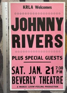 JOHNNY RIVERS Original Promo Concert Poster 1984 Rare COLBY Rock Blues Country - Picture 1 of 2