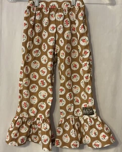 Matilda Jane Secret Fields Cameo Ruffles Pants Roses Brown Girls Size 6 - Picture 1 of 10