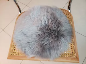 Cojín de asiento de piel de oveja real Pad color gris aprox. 40 cm redondo - Imagen 1 de 3