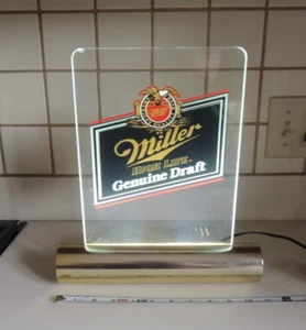 VTG Miller High Life Genuine Draft Light Up Tabletop Lucite Beer Sign, 11" X 12" - Picture 1 of 16