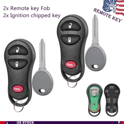 2 For 1999 2000 2001 2002 2003 2004 Jeep Grand Cherokee Remote Fob+ Ignition Key - Image 1 of 4