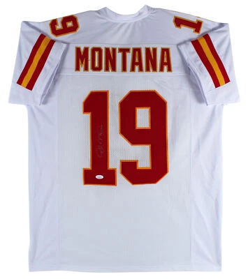 Camiseta Joe Montana Auténtica Firmada Blanca Estilo Profesional Autografiada JSA Foto 1 de 3