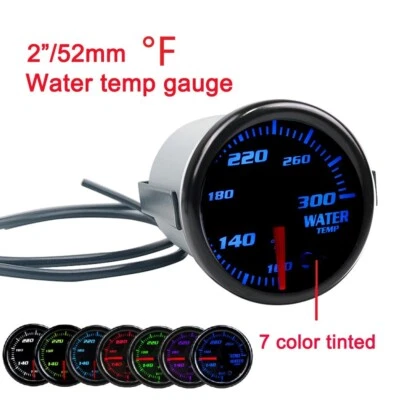 2" 52mm Universal Water Temp Gauge Meter 7 Color Display W/ 1/8 NPT Temp Sensor - Image 1 of 4