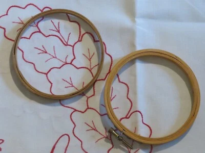Vtg. Embroidery Rings 4" Wooden  Lot of 2 - Image 1 of 3