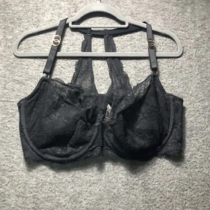 Cacique Women’s 44DDD Lace Back Bra Black Underwire Sexy Adjustable Straps - Picture 1 of 16