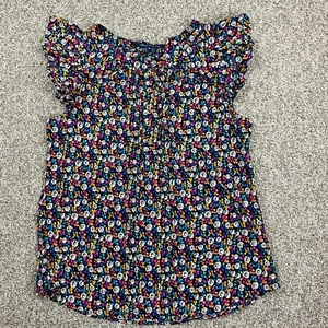 French Connection Top Womens 10 Multicolor Floral Flutter Sleeve Henley Pullover - Picture 1 of 12