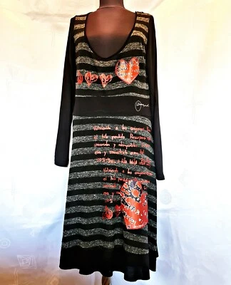 VESTIDO AUTÉNTICO DESIGUAL POP A RAYAS ART LOGO NEGRO PARA MUJER-TALLA: US14XL//EU44 Foto 1 de 4