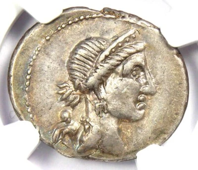 Julius Caesar AR Denarius Silver Venus Roman Coin 46 BC - NGC XF - 5/5 Surfaces! - Image 1 of 4
