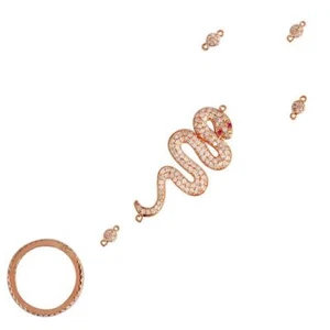 2.21ct Diamante Rubí Serpiente Charm Pulsera Esclava 18K Oro Rosa - Imagen 1 de 3
