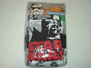 Five Disney 100 % Cotton Boys Star Wars Boxer Briefs Size 4 - Picture 1 of 6