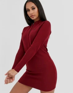 Nike Sportswear Long Sleeve Mini Dress Women's Size XL Burgundy CJ6349-677 - Picture 1 of 10