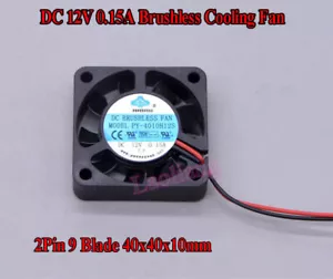 DC 3V-12V 0.15A 4010H12S Brushless Cooling Fan Radiator 2Pin 9 Blade 40x40x10mm - Picture 1 of 5