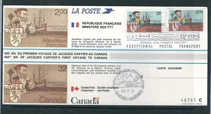 Canada SC # 1011 France 1923 Joint Issue Souvenir Card Cartier's Landing . Used - Picture 1 of 2