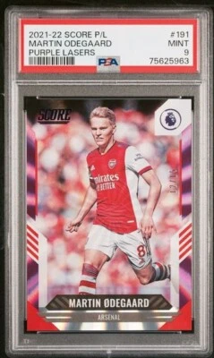 MARTIN ODEGAARD 2021 Score EPL PURPLE LASERS #12/15 Arsenal * PSA 9 Mint * gb - Image 1 of 2
