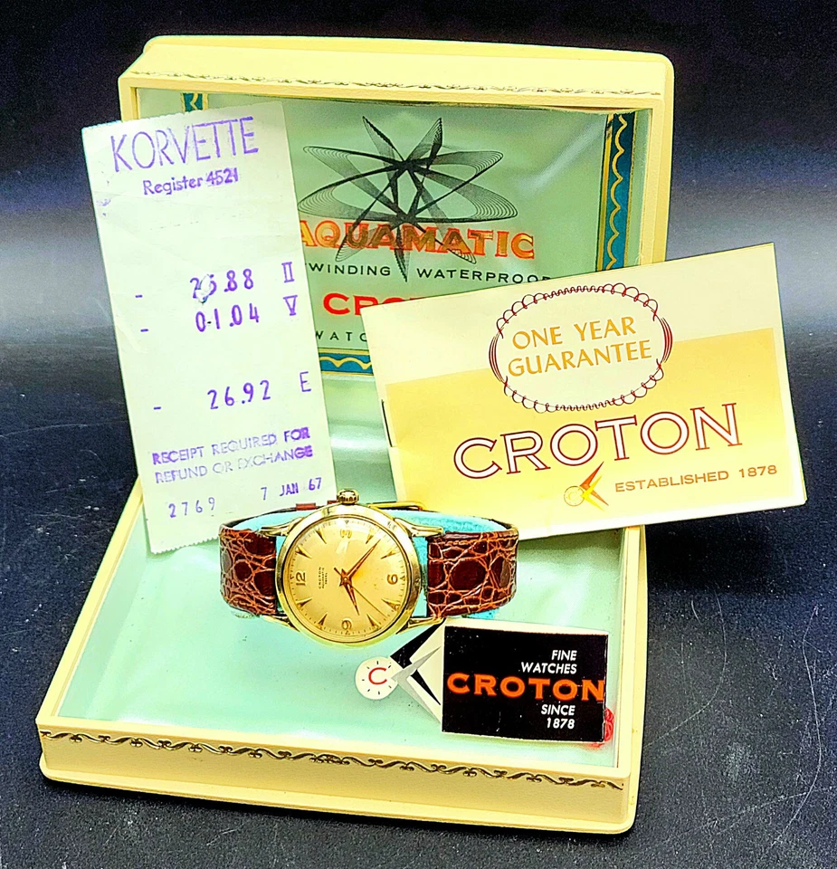 Reloj Hombre Vintage Croton "Aquamatic" 1967 ¡Con Caja Original, Papeles y Recibo!! Foto 1 de 4