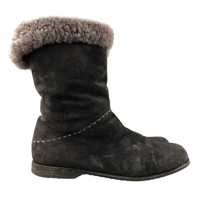 Henry Barneys NY Mujer Talla 8** Marrón Cuero Piel Puños Invierno Medio Pantorrilla Botas Foto 1 de 4
