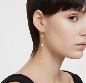 Swarovski Constella drop earrings Round cut, White, Rose gold-tone plated - Picture 1 of 4