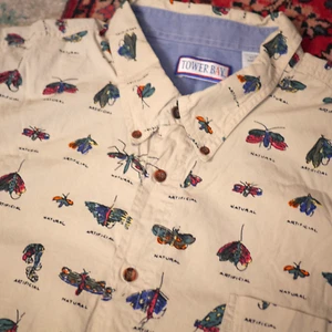 Vintage 90s Fly Fishing Outdoor Button Up Lures Tackle Shirt 3XB XL Artificial - Picture 1 of 14