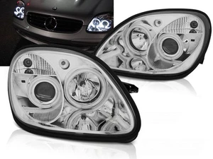 faros para MERCEDES R170 SLK 1996 1997 1998 1999-2004 ojos de ángel cromo LHD - Picture 1 of 1