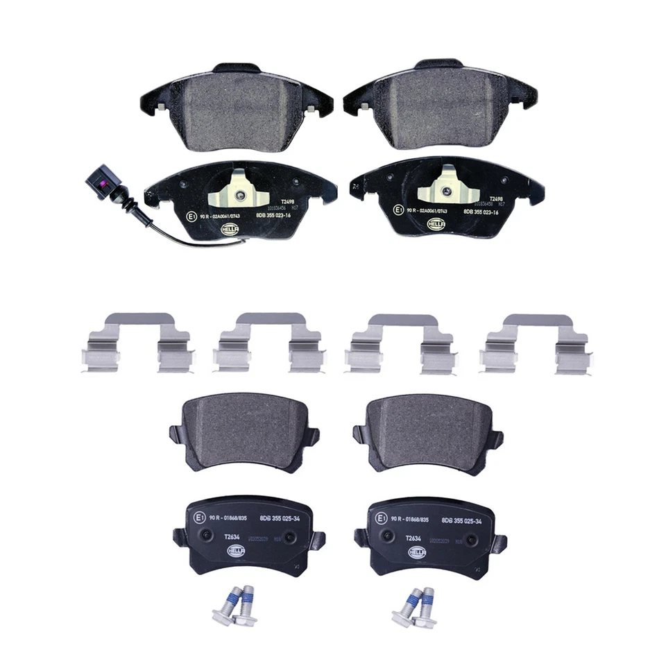 Kit de pastillas de freno de disco bajas delanteras y traseras Hella para Volkswagen CC Passat tracción delantera Foto 1 de 1