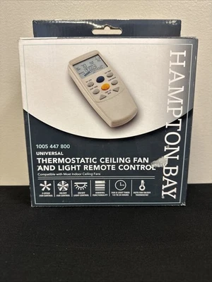 Ventilador de techo universal de 3 velocidades Hampton Bay control remoto termostático con LCD Foto 1 de 4