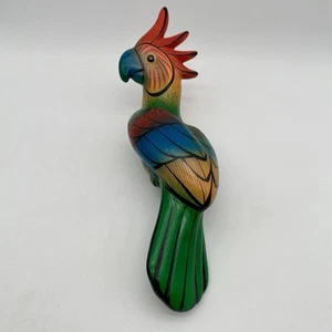 Vintage Talavera Mexico Ceramic Hand Painted Colorful Hanging Parrot Bird Signed - Picture 1 of 9