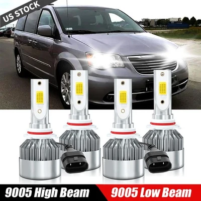 Faros LED de haz alto y bajo 9005+9005 para Chrysler Town & Country 1998-2000 Foto 1 de 4