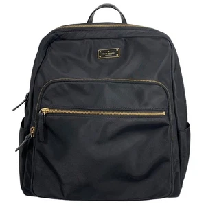 Mochila grande Kate Spade New York negra de nailon Hilo Blake Avenue DEFECTUOSA - Imagen 1 de 15