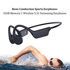 Bone Conduction Bluetooth Headphones Earphones IPX8 32G Swimming Waterproof - Picture 1 of 8