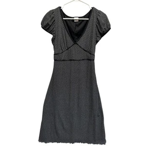 Studio Y Black Mini Dress Puff Sleeves & Empire Waist Made in USA Size 13 Y2K - Picture 1 of 10