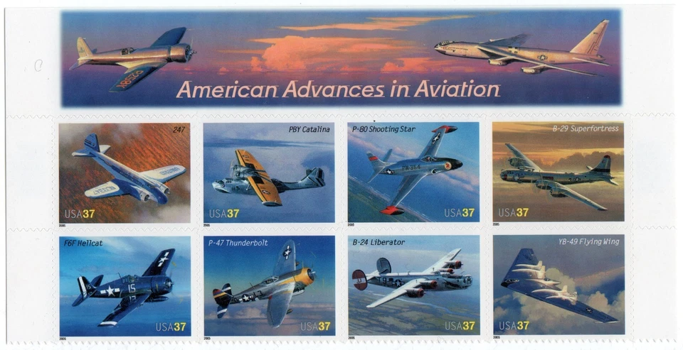 Scott #3925a (3916-25) American Advances in Aviation Sheet of 8 Stamps - MNH Top - Image 1 of 1