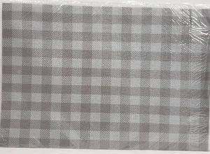 Set of 4 PVC In/Outdoor Polyvinyl Placemats(13"x18") GREY PLAID,CHECKERED DESIGN - Picture 1 of 3