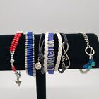 Lot Of 4 Bracelets Chain With Charm Beaded Wrap Bracelets Unmarked Volleyball