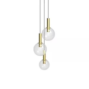 Sonneman Bubbles 3 Light Chandelier, Satin Brass/Clear - 3763-38 - Picture 1 of 1