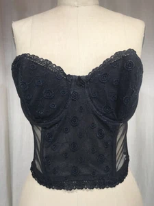 Vintage 80's Black Lace Bustier - Picture 1 of 4